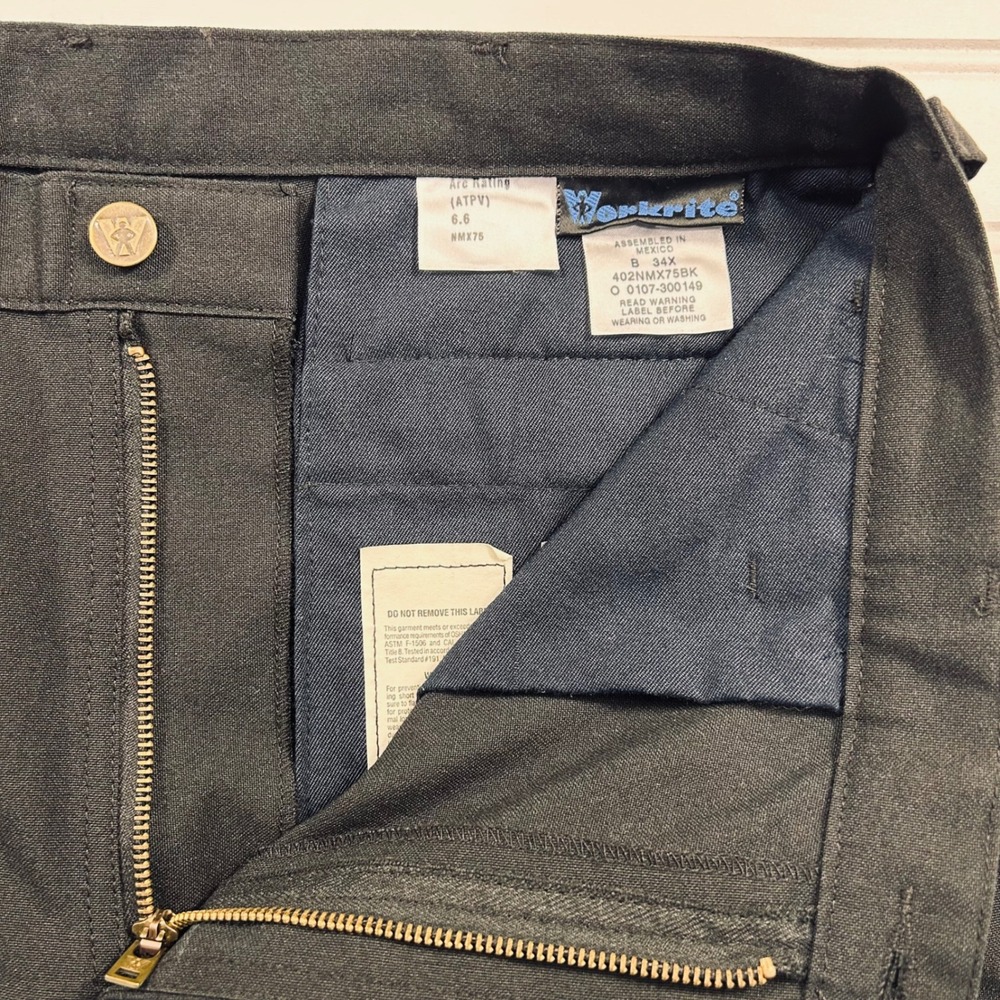 Workrite Nomex IIIA FR Full‎ Cut Work Pants Men 34 (FITS 33) Black 402NMX75BK